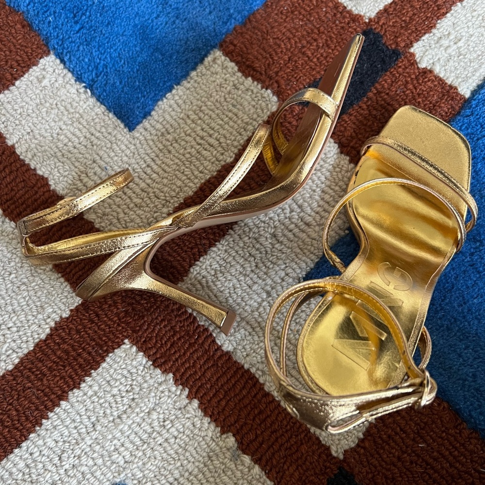 Mango Elegant Gold Strappy Heels